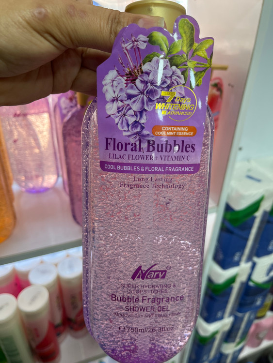 شامپو بدن روشنکننده و ضدخارش نارو (Narv) مدل گل یاس بنفش و ویتامین C حجم ۷۵۰ میل