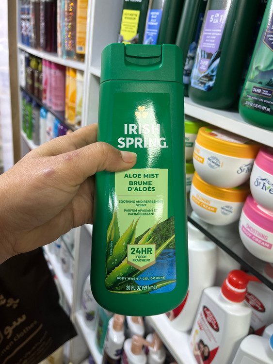 شامپو بدن آیریش اسپرینگ (Irish Spring) مدل Aloe Mist حاوی عصاره آلوئه ورا حجم ۵۹۱ میل