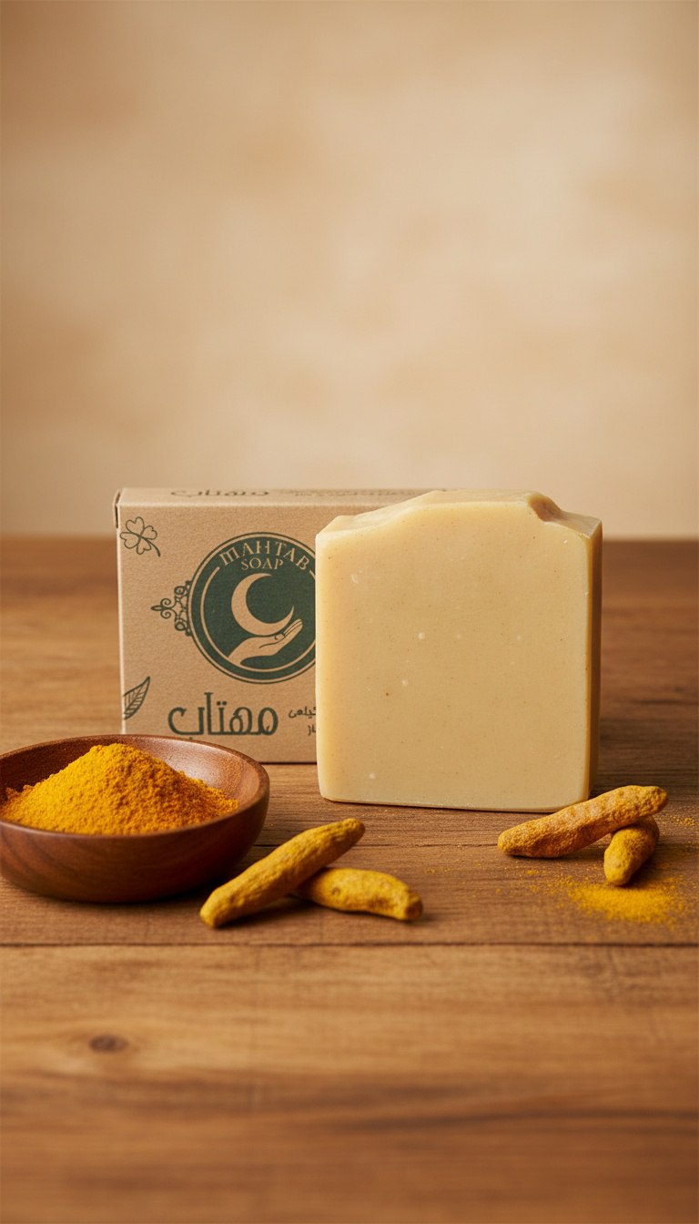 صابون گیاهی دست ساز زردچوبه  (ضد لک و روشن‌کننده قوی) | درمان جای جوش و آکنه