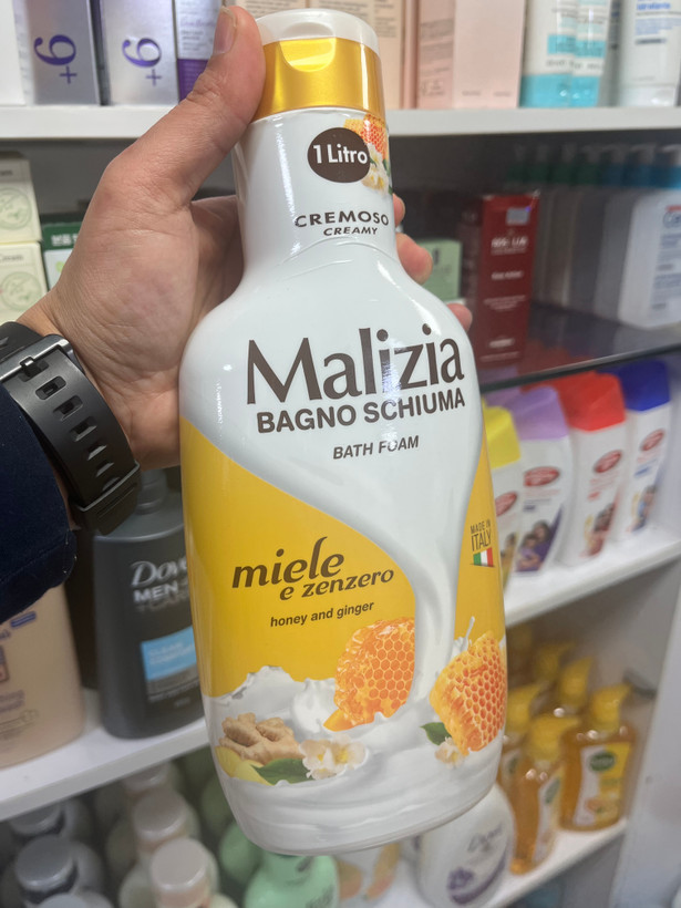 شامپو بدن کرمی مالیزیا (Malizia) مدل Cremoso – حاوی عصاره عسل و زنجبیل – حجم ۱ لیتر