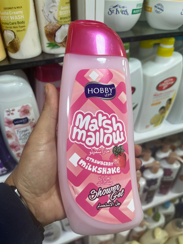 شامپو بدن کرمی هوبی (Hobby) مدل Marshmallow & Strawberry Milkshake – حجم ۵۰۰ میلیلیتر