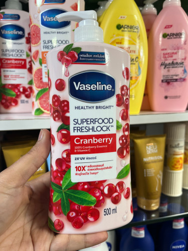 لوسیون بدن وازلین (Vaseline) مدل Superfood Cranberry سری Healthy Bright – حجم ۵۰۰ میلیلیتر