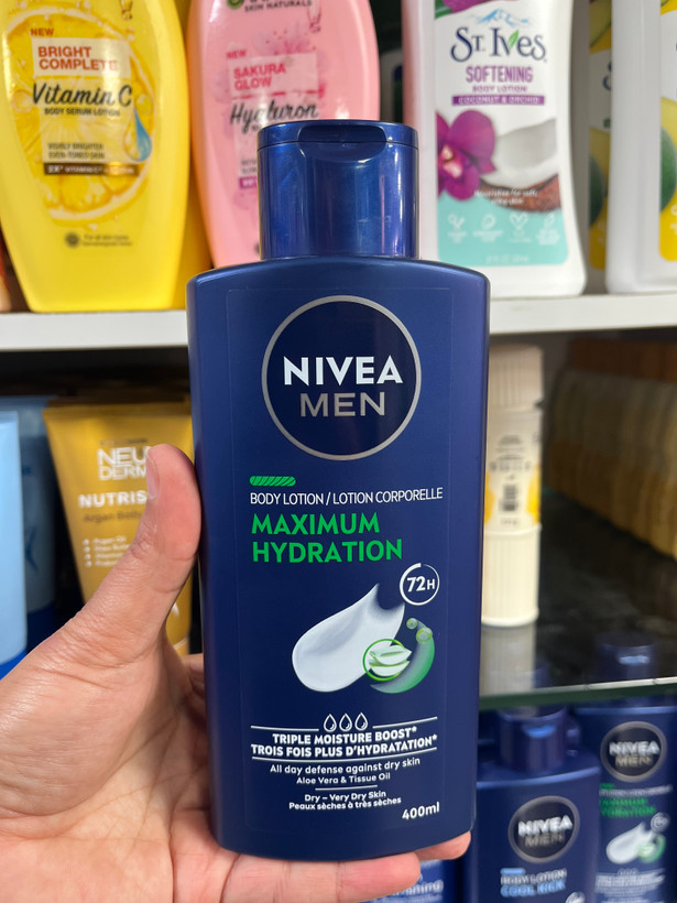 لوسیون بدن مردانه نیوآ (Nivea Men) مدل Maximum Hydration حاوی آلوئهورا – ۴۰۰ میلیلیتر
