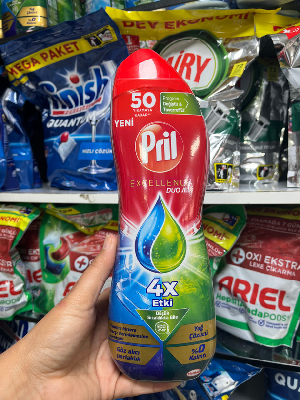 ژل ماشین ظرفشویی پریل (Pril) مدل Excellence Duo Jel با قدرت X7 حجم ۹۰۰ میلیلیتر