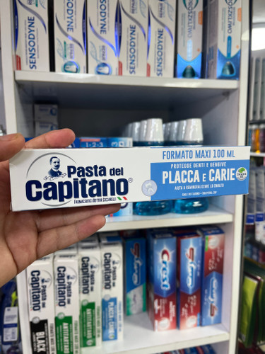 خمیر دندان پاستا دل کاپیتانو (Pasta del Capitano) مدل Placca e Carie (ضد پلاک و پوسیدگی) - حجم ۱۰۰ میلیلیتر