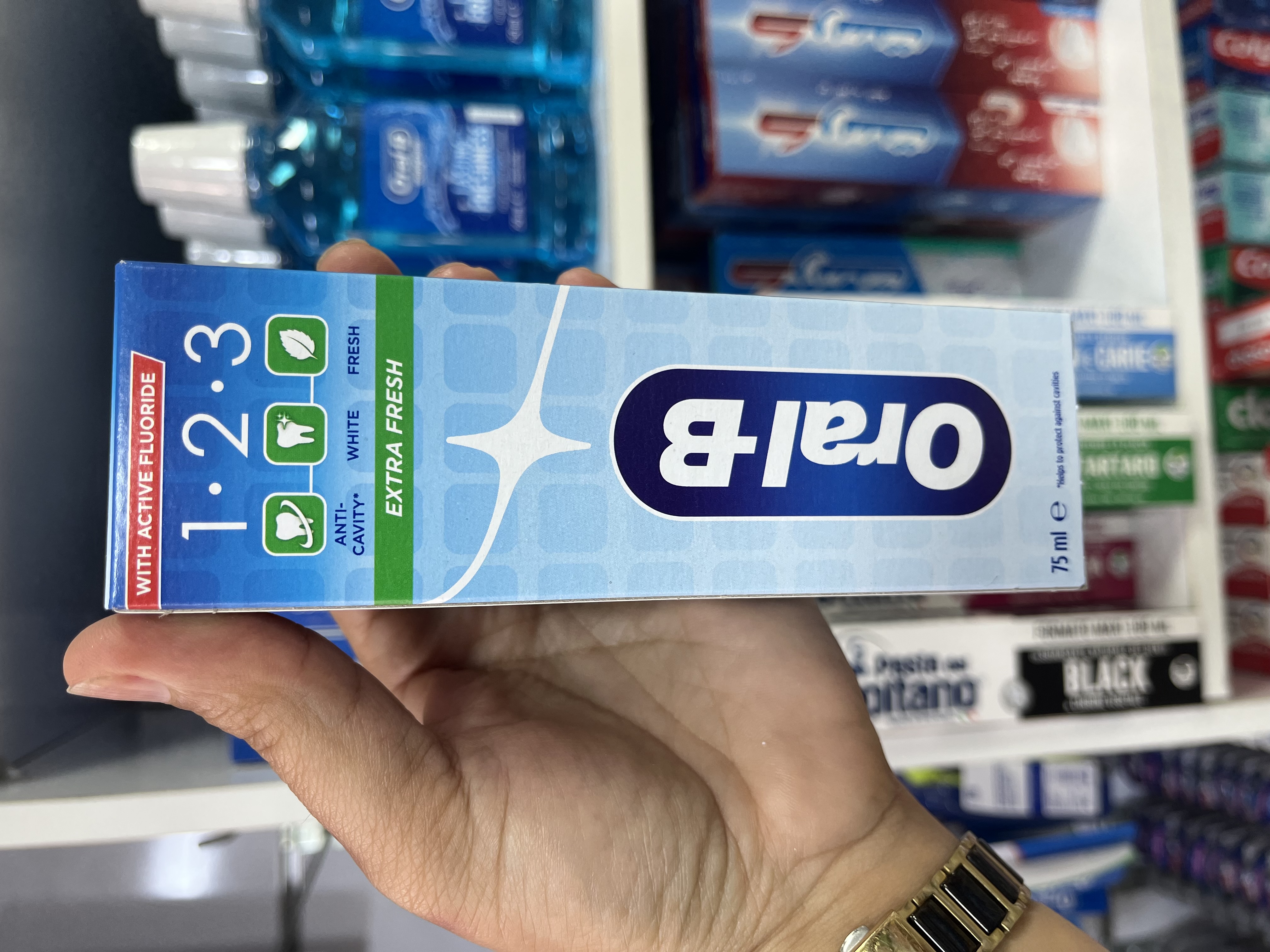 خمیر دندان اورال-بی (Oral-B) مدل 1.2.3 Extra Fresh - حجم ۷۵ میلی‌لیتر