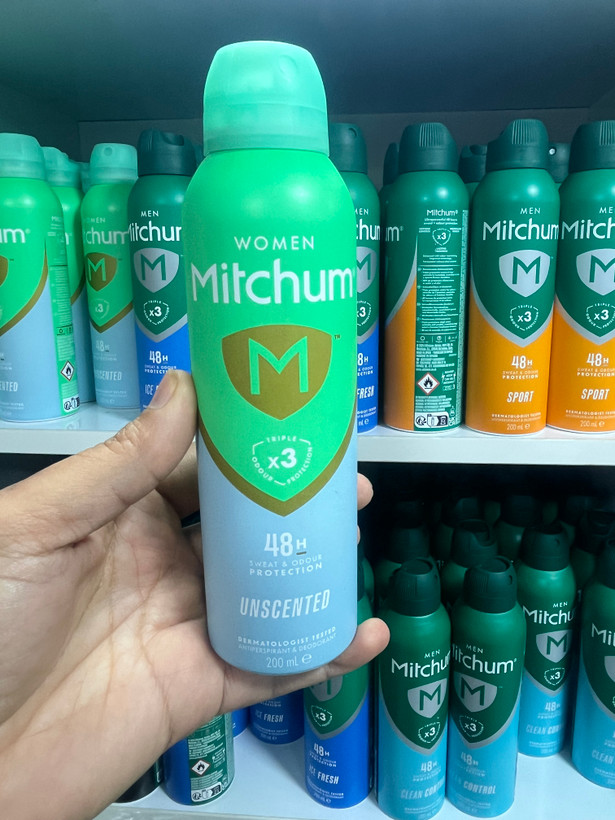 اسپری ضد تعریق و خوشبوکننده زنانه میچام (Mitchum) مدل بیبو (Unscented) - محافظت ۳ برابر، ۴۸ ساعته، بدون عطر