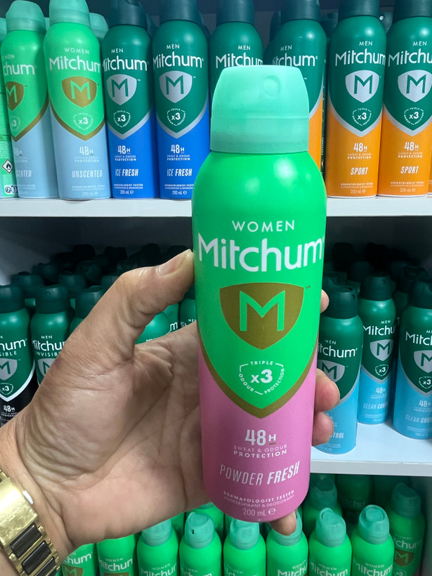 اسپری ضد تعریق و خوشبوکننده زنانه میچام (Mitchum) مدل پودر فرش (Powder Fresh) - محافظت ۳ برابر، ۴۸ ساعته، رایحه ملایم