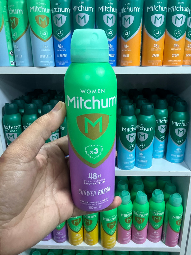 اسپری ضد تعریق و خوشبوکننده زنانه میچام (Mitchum) مدل Shower Fresh - محافظت ۳ برابر، ۴۸ ساعته، حس تازگی حمام