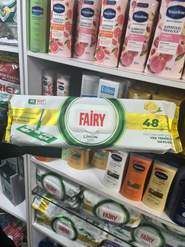 دستمال مرطوب (شات) مخصوص تی فایری (Fairy) - مدل Mop Uyumu با رایحه لیمو (۵۰ عددی بزرگ)