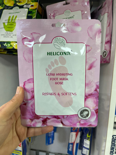 ماسک رطوبترسان و ترمیمکننده پا هلیکونیکس (Heliconix) مدل رز - نرمکننده و ضدترک - یک جفت