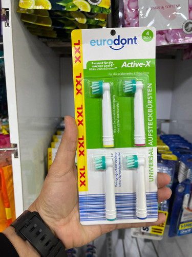 سری جایگزین مسواک برقی یورو-دونت (eurodont) مدل XXL - سازگار با Oral-B - بسته ۴ عددی