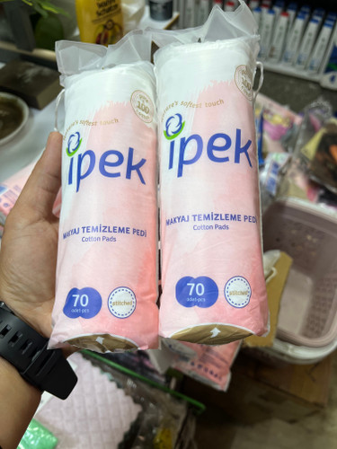 پد پنبهای پاککننده آرایش ایپک (İpek) مدل Pure 100% Cotton - لبههای دوخته شده - ۷۰ عددی