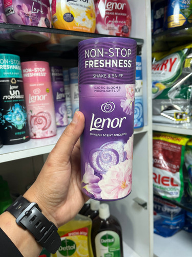 دانههای خوشبوکننده لباس لنور (Lenor) رایحه شکوفههای egzotic و نیلوفر ماه - ۱۷۶ گرم