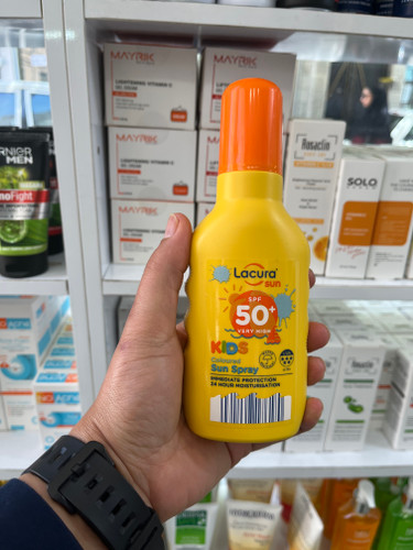 اسپری ضدآفتاب کودکان لاکورا (Lacura) مدل Coloured - SPF 50+ بسیار قوی - ۲۰۰ میلیلیتر