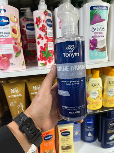 براقکننده لاستیک و تریم تونین (Tonyin) مدل Shine Armor - درخشش مشکی عمیق و ضدترک - ۴۷۳ میلیلیتر