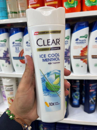 شامپو ضد شوره کلیر (Clear) مدل Ice Cool Menthol حاوی سوپر ویتامین حجم ۳۱۵ میلیلیتر
