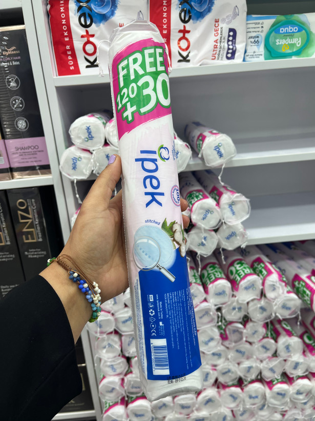 پد پنبهای پاککننده آرایش ایپک (İpek) مدل Pure 100% Cotton - لبههای دوخته شده -150 عددی