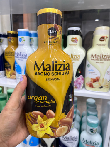 فوم شامپو بدن کرمی مالیزیا (Malizia) مدل آرگان و وانیل حجم ۱۰۰۰ میلیلیتر - اصل ایتالیا