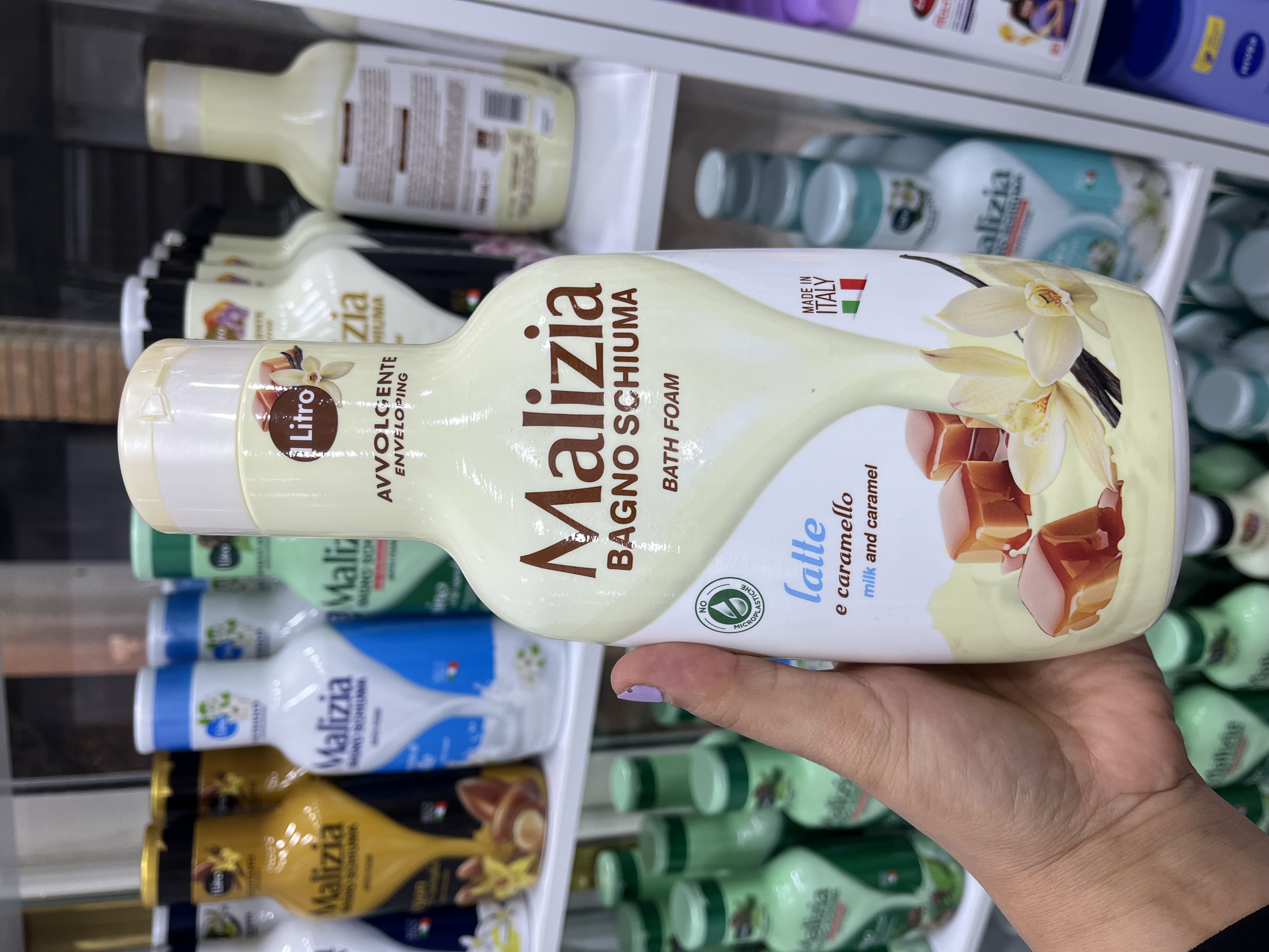 شامپو بدن کرمی مالیزیا (Malizia) مدل Latte e Caramello (شیر و کارامل) حجم ۱۰۰۰ میلی‌لیتر - اصل ایتا